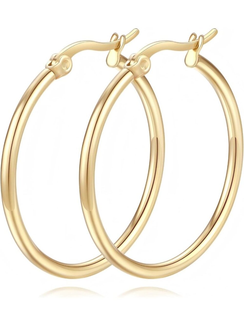 Classic 14K Gold Hoop Earrings for Women - Shiny, Elegant, Timeless Jewelry